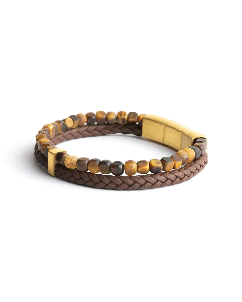 GEMINI TIGER EYE STONE LEATHER BRACELET lifestyle