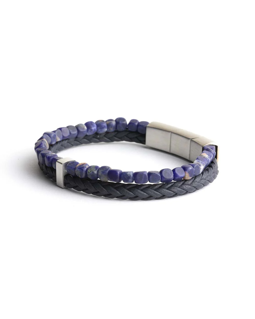 GEMINI BLUE SODALITE STONE LEATHER BRACELET lifestyle