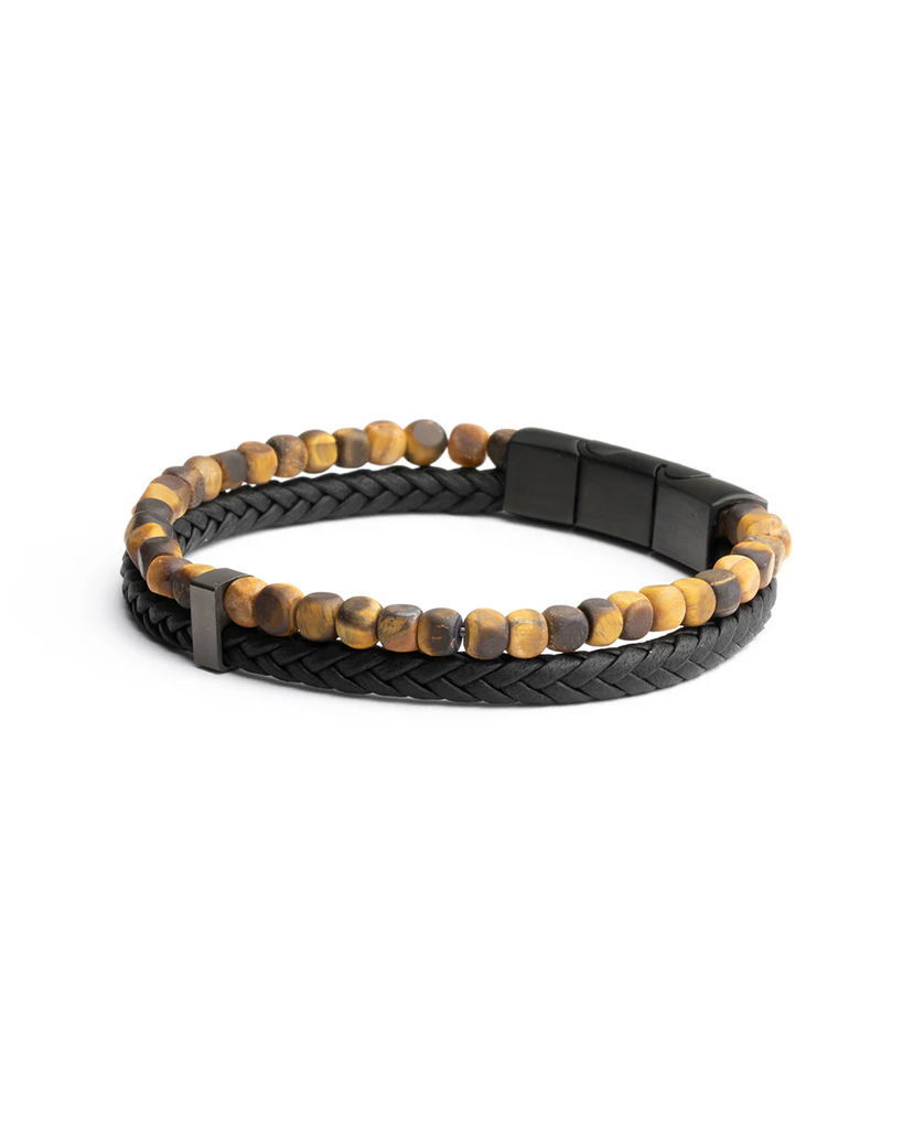 GEMINI TIGER EYE STONE LEATHER BRACELET lifestyle