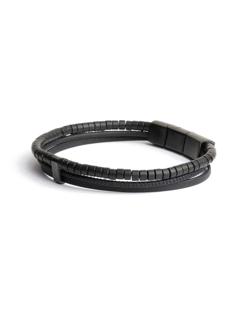 GEMINI BLACK AGATE STONE NAPPA LEATHER BRACELET lifestyle