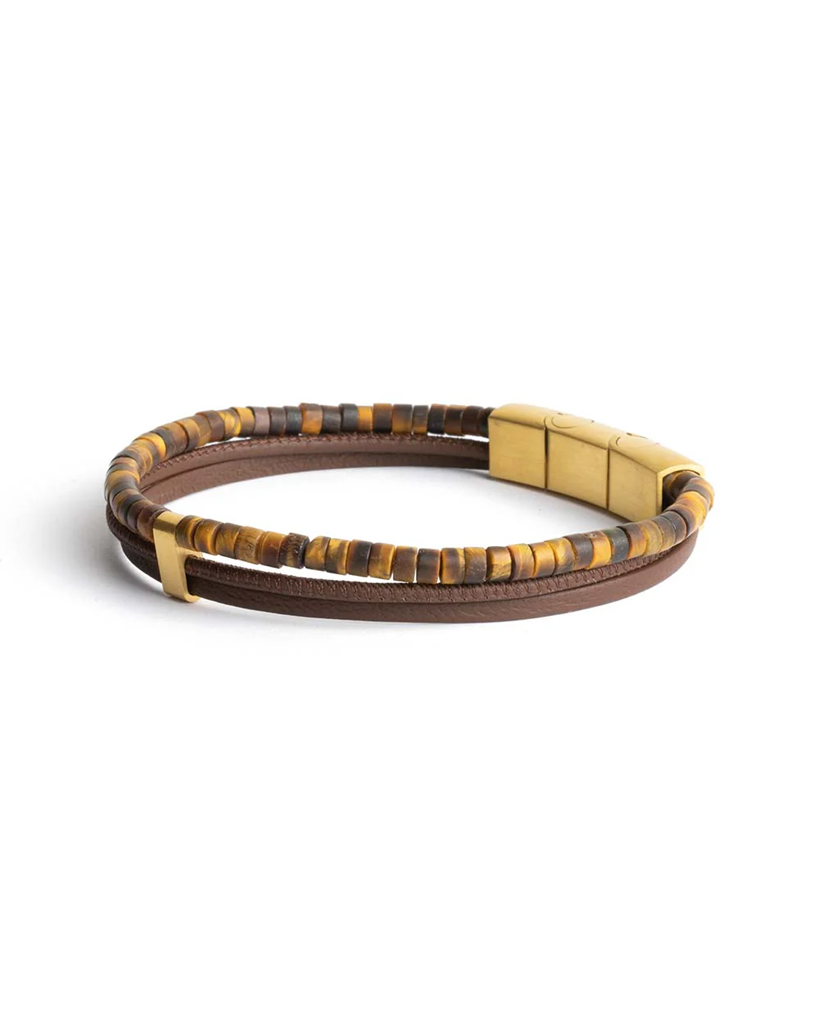 GEMINI TIGER EYE STONE NAPPA LEATHER BRACELET lifestyle